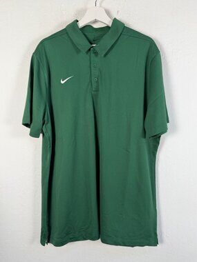 Nike Dry Fit Team Performance Polo Shirt Green Embroidered Swoosh Golf XL NWT
